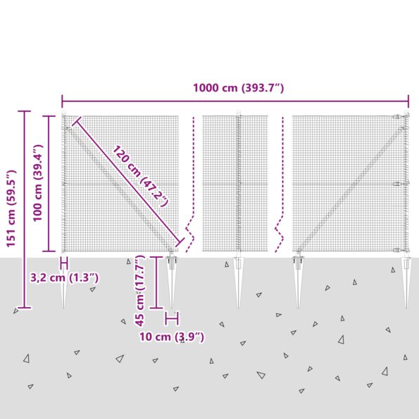 3352047_13.jpg vidaXL Stĺpik na plot Sada 2 kusy Zelená Oceľ, PVC náter 10 x 1 m – Obrázok 13