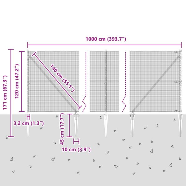vidaXL Zelená zváraná drôtová plot s 7 kolíkmi 1.2x10 m oceľ – Obrázok 13