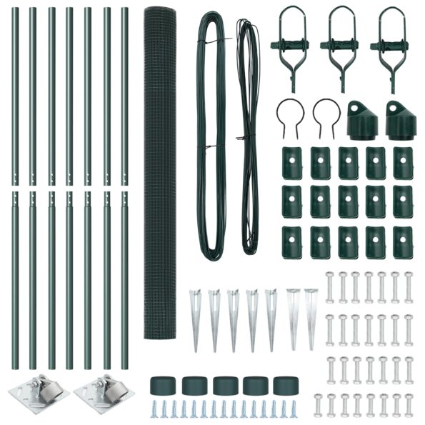 vidaXL Zelený zváraný drôtový plot so 7 spike stĺpikmi 1,5 x 10 m z ocele – Obrázok 4