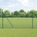 vidaXL Zelené zvárané drôtené oplotenie s 7 hrotovými stĺpmi 1,6x10 m