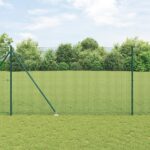vidaXL Zvarené drôtené oplotenie so 7 hrotovými stĺpikmi Zelené 1.6x10 m Oceľ