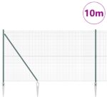 vidaXL Zvarené drôtené oplotenie so 7 hrotovými stĺpikmi Zelené 1.6x10 m Oceľ – Obrázok 3