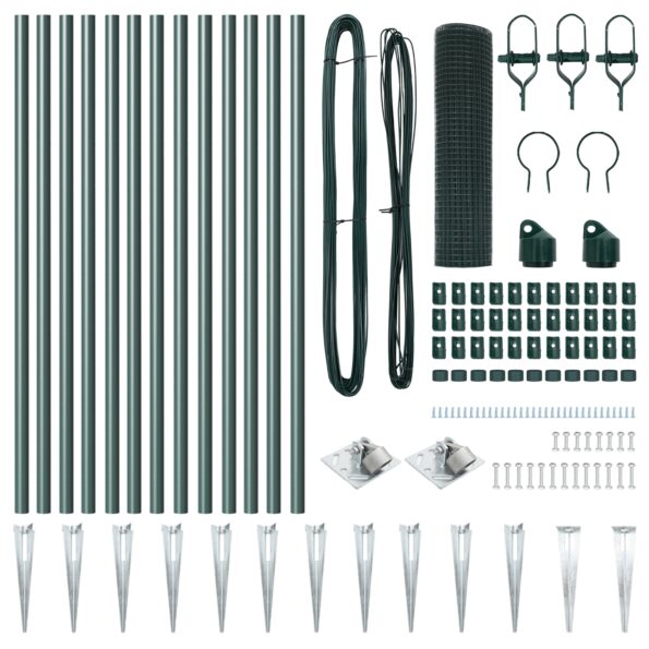 vidaXL Zváraný drôtový plot s 13 kotvami Zelený 0.4x25 m Oceľ – Obrázok 4
