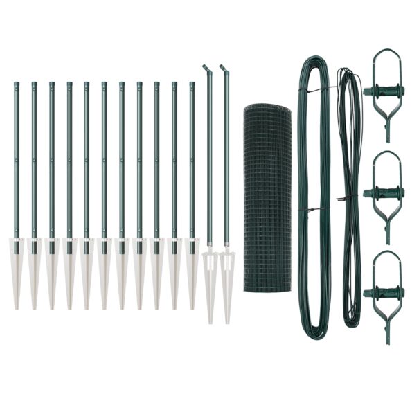 vidaXL Zváraný drôtový plot s 13 hrotovými stĺpmi Zelená 0.4x25 m Oceľ – Obrázok 2
