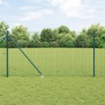 vidaXL zváraný drôtový plot so 13 špicatými stĺpmi, zelený, 1x25 m, oceľ