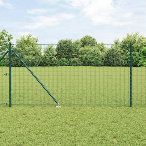 3352083_1.jpg vidaXL zváraný drôtový plot so 13 špicatými stĺpmi, zelený, 1x25 m, oceľ – Obrázok 1