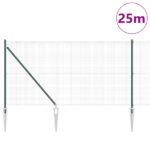 vidaXL zváraný drôtový plot so 13 špicatými stĺpmi, zelený, 1x25 m, oceľ – Obrázok 3