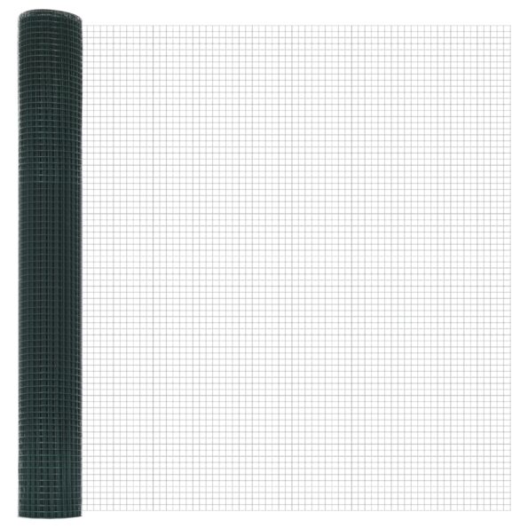 3352083_5.jpg vidaXL zváraný drôtový plot so 13 špicatými stĺpmi, zelený, 1x25 m, oceľ – Obrázok 5
