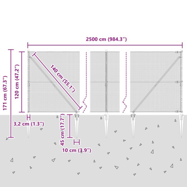 vidaXL zváraný drôtený plot so 13 špicatými stĺpmi Zelený 1,2x25 m Oceľ – Obrázok 13