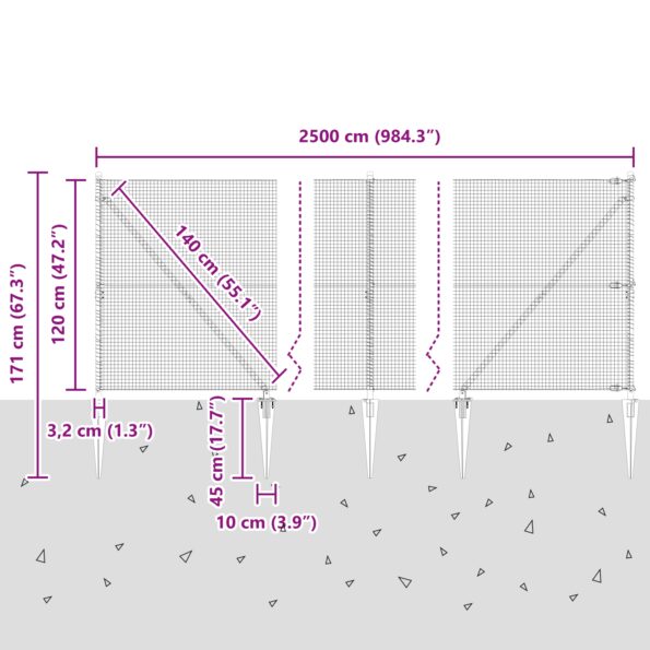 vidaXL Zvarený drôtený plot s 13 hrotmi zelený 1.2x25 m oceľ – Obrázok 13