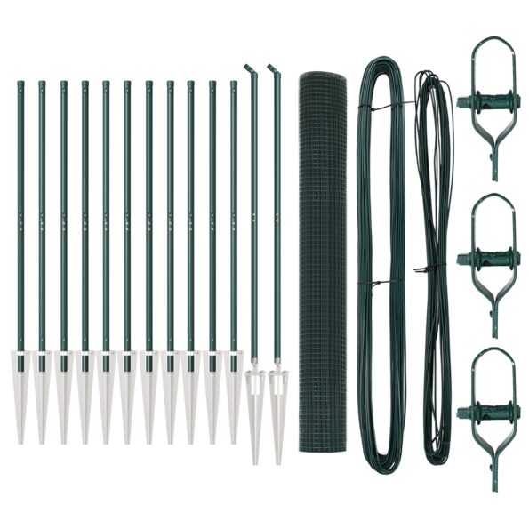VidaXL zvárané drôtené oplotenie s 13 špicovými stĺpikmi Zelené 1.2x25 m Oceľ – Obrázok 2