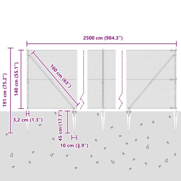 vidaXL Zváraný drôtový plot s 13 kotviacimi stĺpmi Zelený 1.4x25 m Ocelový – Obrázok 13