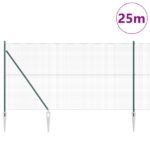 vidaXL Zváraný drôtový plot s 13 kotviacimi stĺpmi Zelený 1.4x25 m Ocelový – Obrázok 3