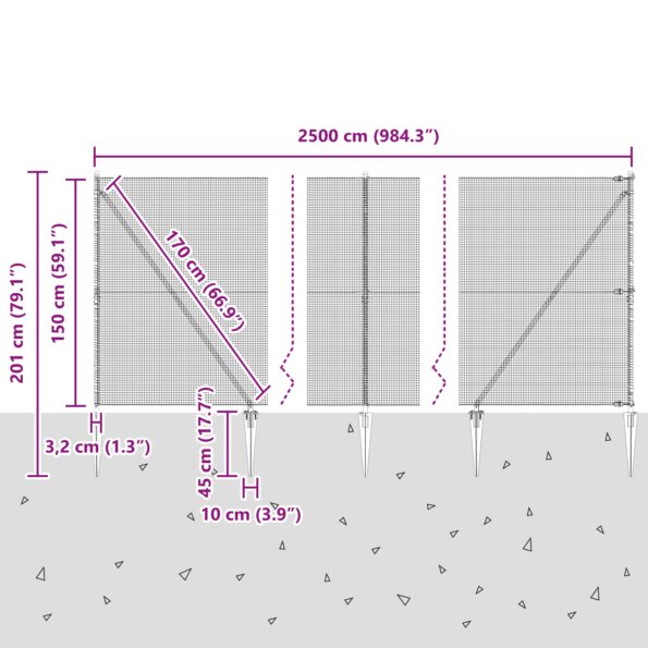 vidaXL zvárané drôtené oplotenie s 13 hrotovými stĺpmi Zelené 1.5x25 m Oceľ – Obrázok 13