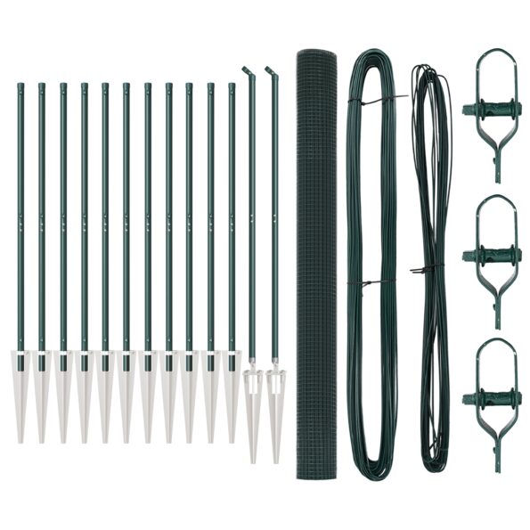 vidaXL zvárané drôtené oplotenie s 13 hrotovými stĺpmi Zelené 1.5x25 m Oceľ – Obrázok 2