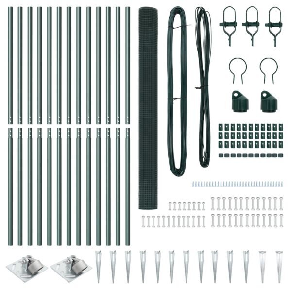 vidaXL zvárané drôtené oplotenie s 13 hrotovými stĺpmi Zelené 1.5x25 m Oceľ – Obrázok 4