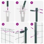 vidaXL Zvárané pletivo so 13 kolíkmi Zelené 1.6x25 m Oceľ – Obrázok 12