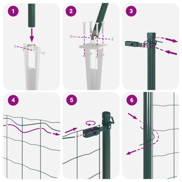 vidaXL Zvárané pletivo so 13 kolíkmi Zelené 1.6x25 m Oceľ – Obrázok 12