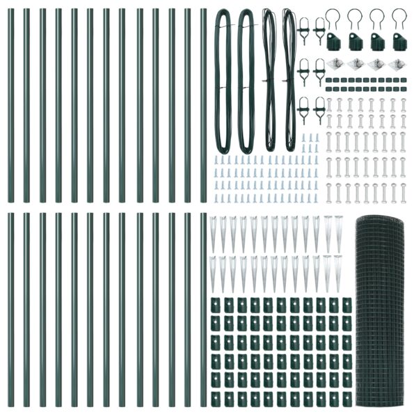 vidaXL Zvárané drôtené oplotenie s 13 kolíkmi Zelené 0.4x50 m Oceľ – Obrázok 4