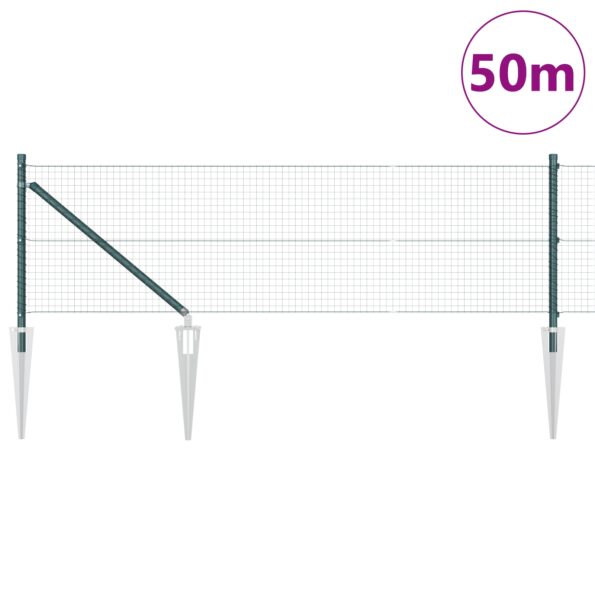 3352110_3.jpg vidaXL Zváraný drôtený plot s 13 kolíkmi Zelený 0.6x50 m Oceľ – Obrázok 3