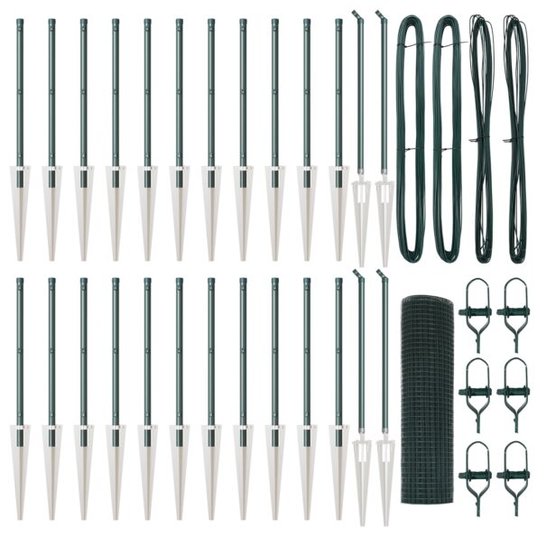 vidaXL zváraný drôtový plot so 13 spike stĺpikmi Zelený 1x50 m Oceľ – Obrázok 2