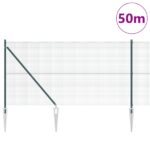 vidaXL Zváraná drôtená sieť s 13 kolíkovými stĺpmi Zelená 1.2x50 m Oceľ – Obrázok 3