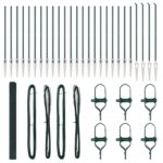 vidaXL Zvarené drôtené pletivo s 13 hrotovými stĺpmi Zelené 1.5x50 m Oceľ – Obrázok 2