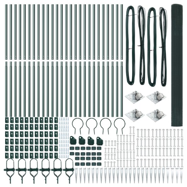 vidaXL Zvarené drôtené pletivo s 13 hrotovými stĺpmi Zelené 1.5x50 m Oceľ – Obrázok 4