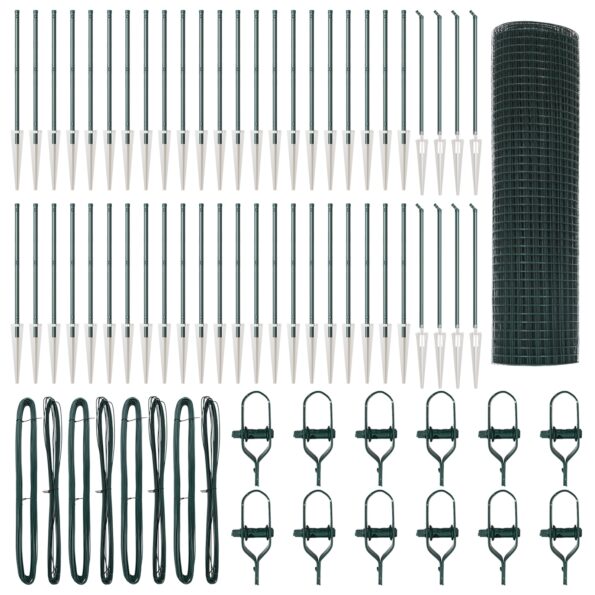 vidaXL Zelené zvárané pletivo so 13 špičkovými stĺpmi 0.4x100 m – Obrázok 2