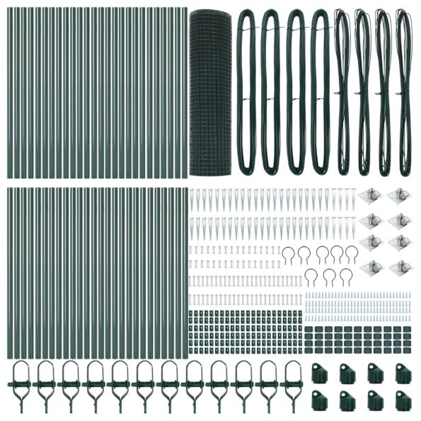 vidaXL zváraný drôtený plot so 13 špicatými stĺpmi, Zelený 0.5x100 m, Oceľ – Obrázok 4