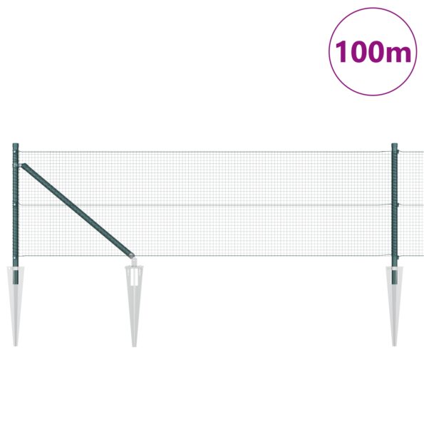 3352138_3.jpg vidaXL Zváraný drôtený plot s 13 kotviacimi kolíkmi zelený 0.6x100 m oceľ – Obrázok 3