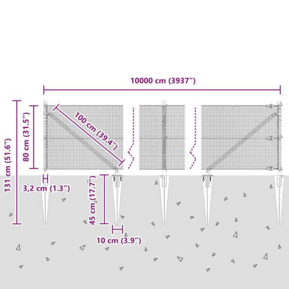 vidaXL Zváraný drôtený plot s 13 hrotmi Zelená 0.8x100 m Oceľ – Obrázok 13