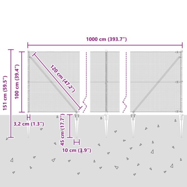 3352164_13.jpg vidaXL sada stĺpov na oplotenie Sada 2 Čierna Oceľ 10 x 1 m Trvácna – Obrázok 13