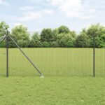vidaXL zváraná drôtová clona s 7 kotviacimi stĺpikmi Sivá 1.2x10 m Oceľ