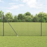 vidaXL Zváraný drôtený plot s 7 kolíkmi sivý 1.6x10 m oceľ