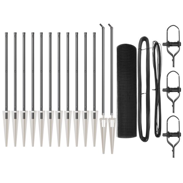 vidaXL Zváraný drôtený plot s 13 kolíkmi sivý 0.6x25 m oceľ – Obrázok 2