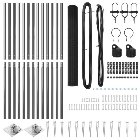 vidaXL Záhradný drôtový plot so 13 ostňovými stĺpikmi, Sivý, 1,2x25 m, Oceľ – Obrázok 4
