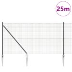 vidaXL zváraný drôtený plot so 13 špičkovými stĺpikmi Sivý 1.4x25 m Oceľ – Obrázok 3