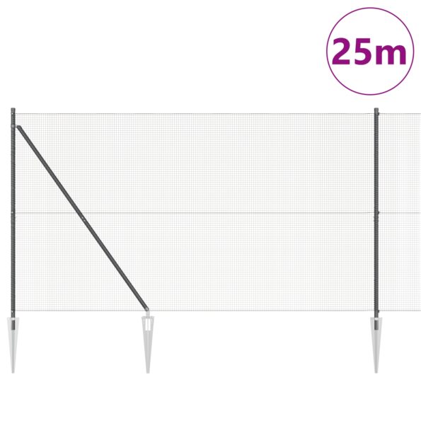 vidaXL Zvarené drôtové oplotenie so 13 hrotmi Sivá 1.6x25 m Oceľ – Obrázok 3