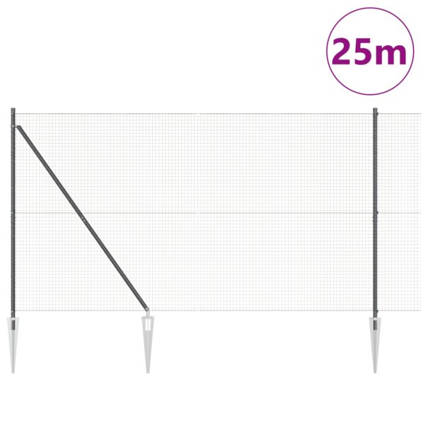 3352216_3.jpg vidaXL Zvarené drôtené oplocenie s 13 špicatými stĺpmi Sivé 1.6x25 m Oceľ – Obrázok 3