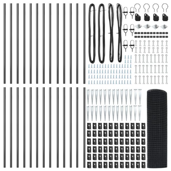 vidaXL Zvarený drôtený plot s 13 špicovými stĺpikmi Sivý 0.4x50 m Oceľ – Obrázok 4