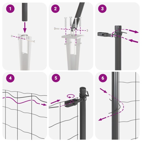 vidaXL zvárané pletivo s 13 spike stĺpmi šedé 0.6x50 m oceľ – Obrázok 12