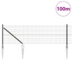vidaXL Zvarový drôtový plot s 13 kotvami Sivý 0.4x100 m Oceľ – Obrázok 3