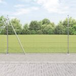 vidaXL pozinkovaný plot s 13 prírubovými stĺpmi 1.5x25 m
