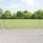 vidaXL Zváraný drôtený plot s 13 soklovými stĺpmi 0.4x50 m z pozinkovanej ocele