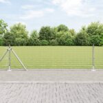 vidaXL zváraný drôtový plot s 13 rozšírenými stĺpmi 0,4x50 m pozinkovanej ocele