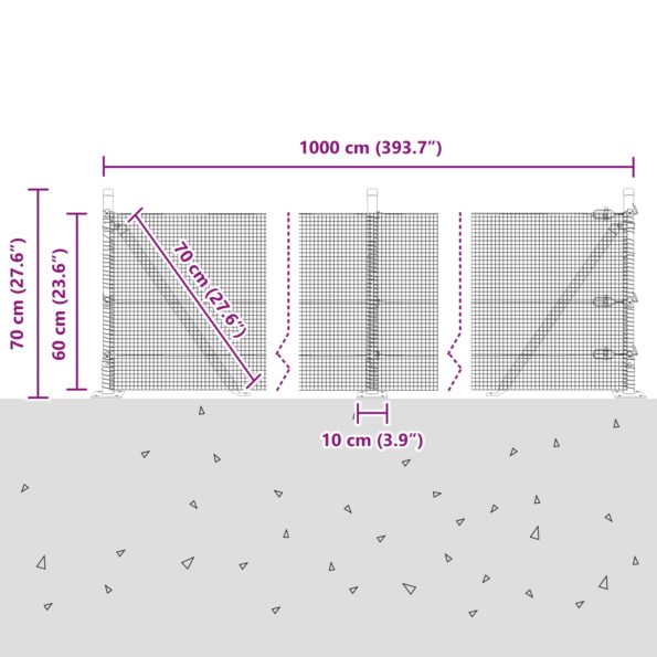 vidaXL Zvarovaná drôtová ohrada s 7 stĺpmi Zelená 0.6x10 m Oceľ – Obrázok 13