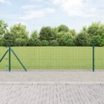 vidaXL Zváraný drôtený plot so 7 rozšírenými stožiarami Zelená 0.6x10 m Oceľ