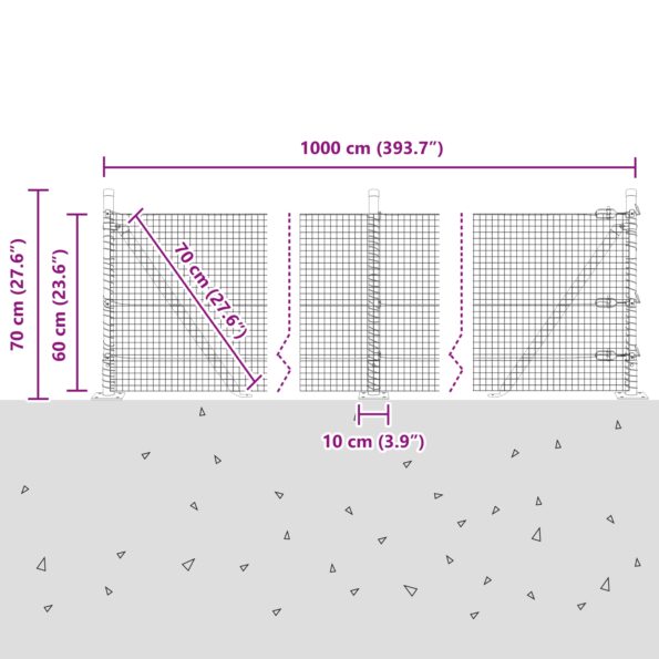 vidaXL Zváraný drôtený plot so 7 rozšírenými stožiarami Zelená 0.6x10 m Oceľ – Obrázok 13