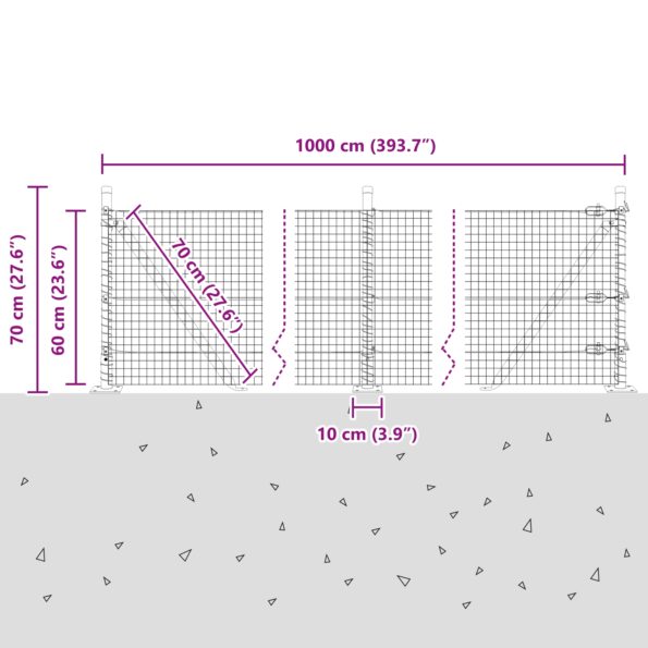 3352395_13.jpg vidaXL Zvárané Pletivo s 7 Hranatými Stĺpikmi Zelené 0.6x10 m Oceľ – Obrázok 13